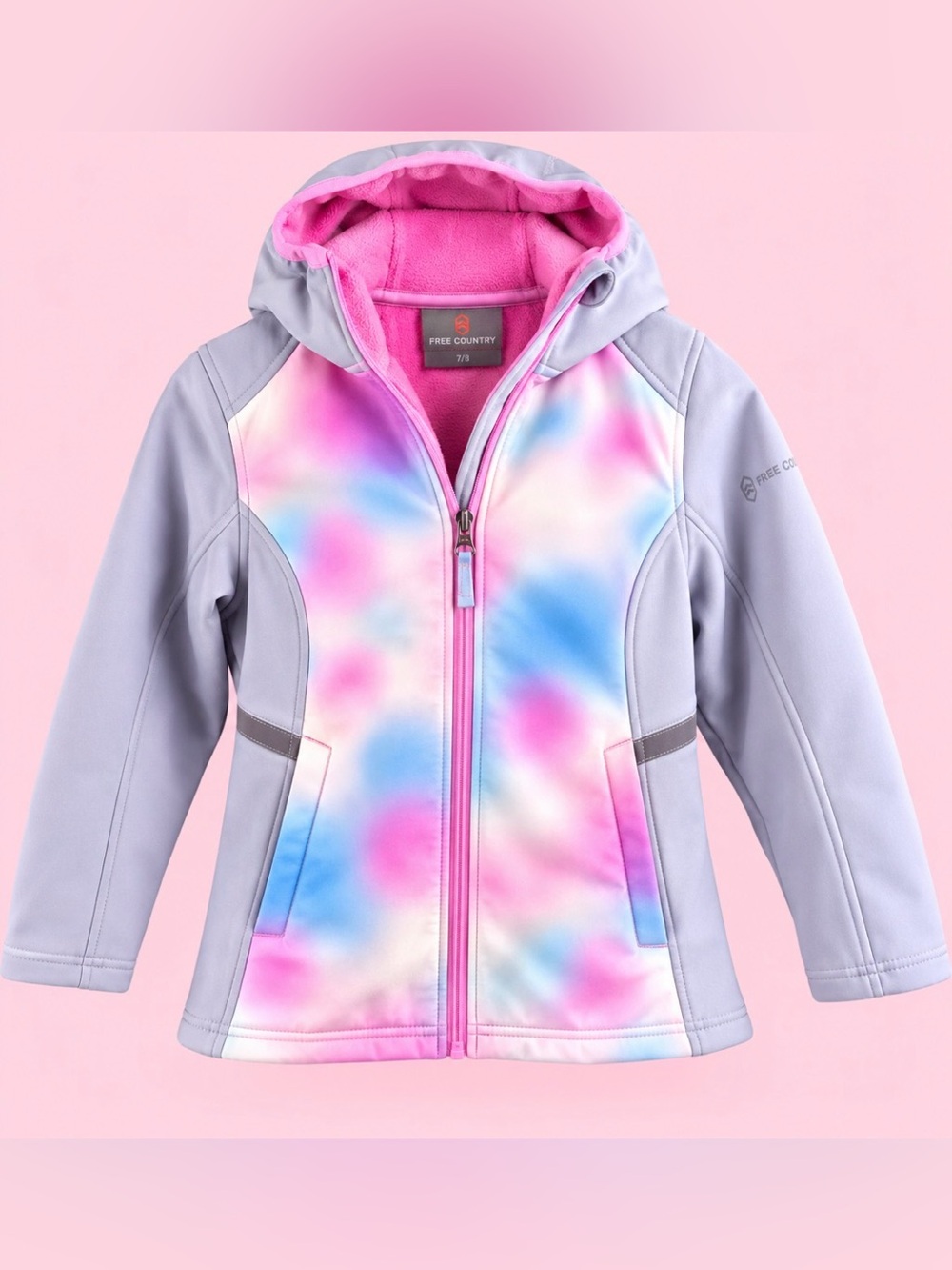 Free Country Girls 7/8 Pastel Softshell Fleece Lined Hooded Jacket